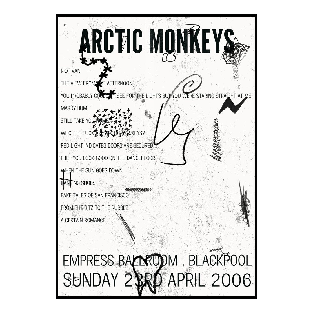 Arctic Monkeys Blackpool 23rd April 2006 Setlist poster
