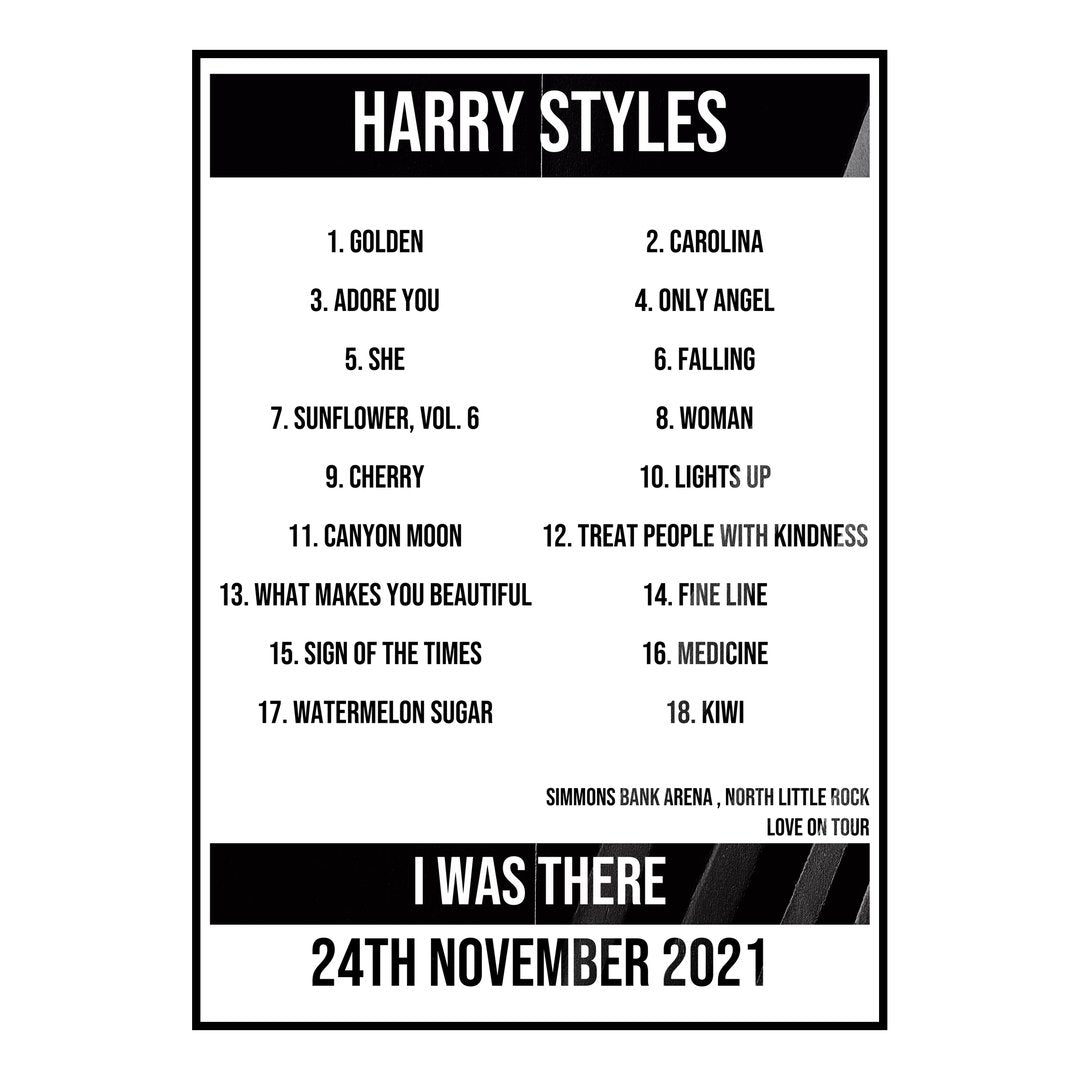 Harry Styles North Little Rock 24th November 2021 Setlist poster
