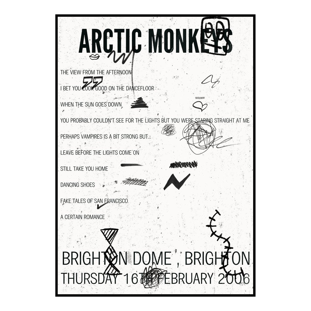 Arctic Monkeys Brighton 16th February 2006 Setlist poster