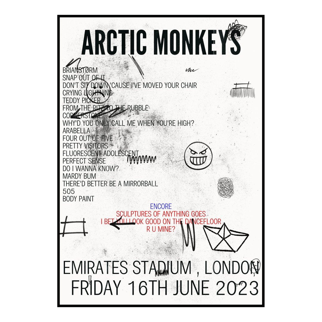 Arctic Monkeys London 16th June 2023 Setlist poster