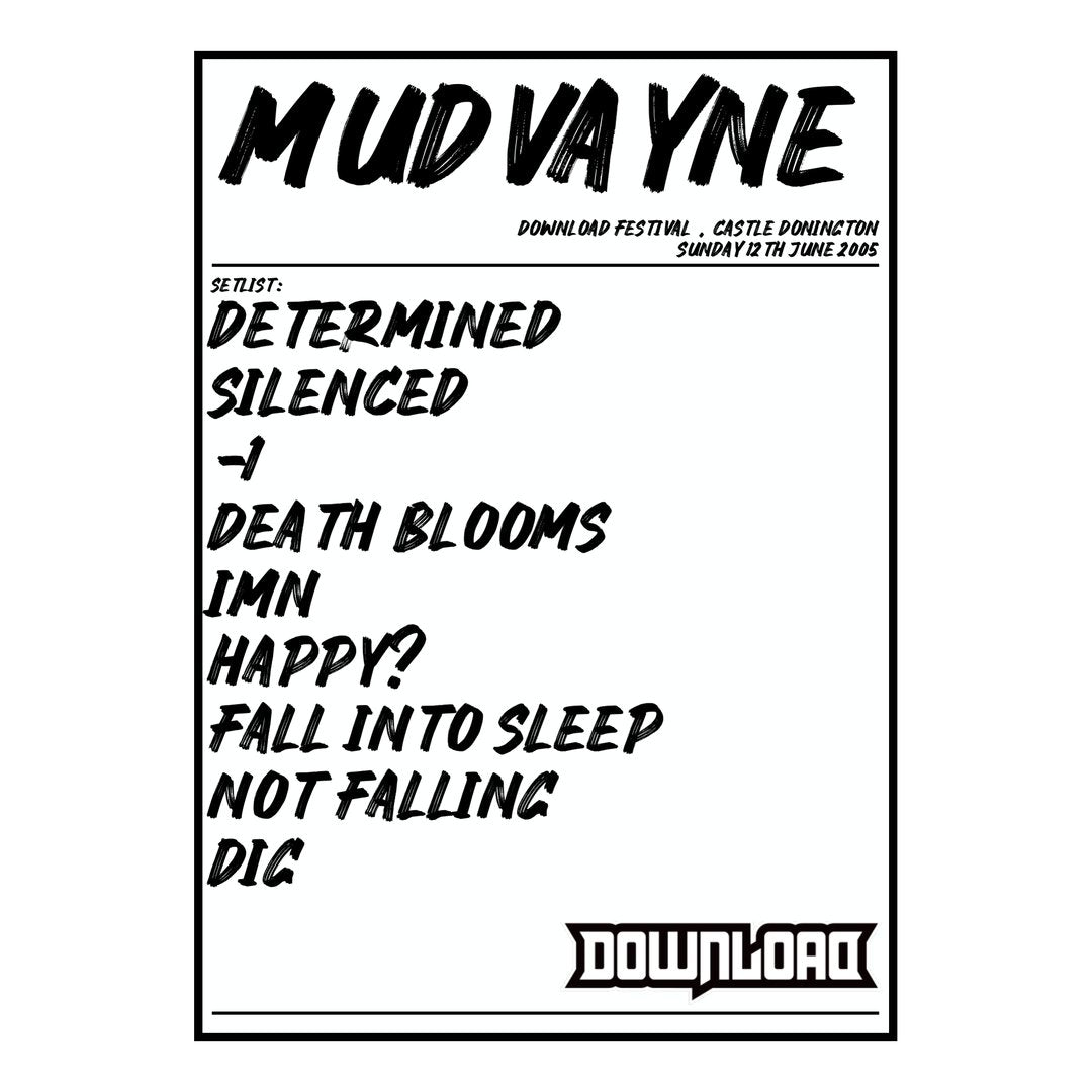 Mudvayne Castle Donington 12th June 2005 Setlist poster