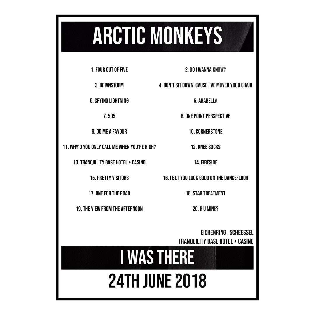 Arctic Monkeys Scheeßel 24th June 2018 Setlist poster