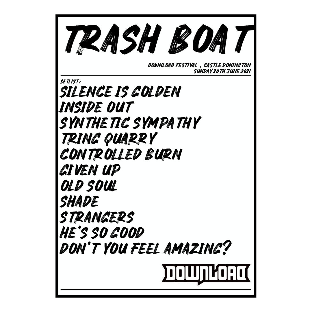 Trash Boat Castle Donington 20th June 2021 Setlist poster