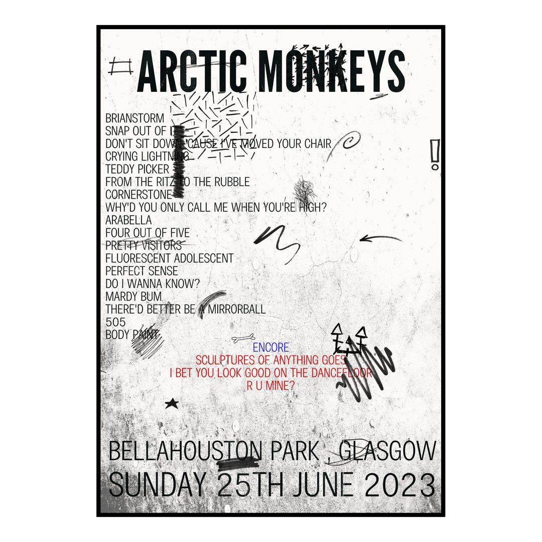 Arctic Monkeys Glasgow 25th June 2023 Setlist poster