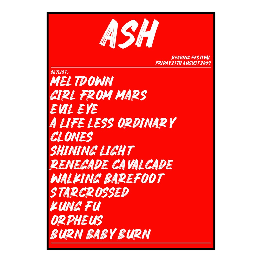 Ash Reading 27th August 2004 Setlist poster