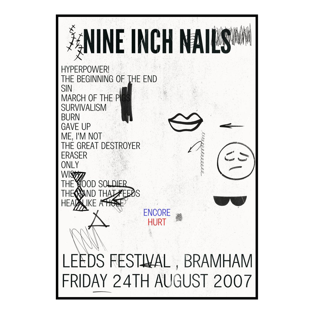 Nine Inch Nails Bramham 24th August 2007 Setlist poster