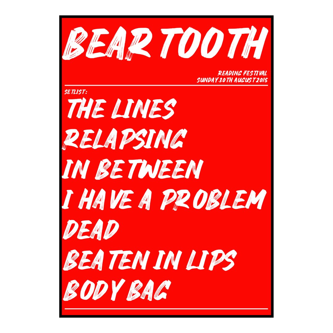 Beartooth Reading 30th August 2015 Setlist poster