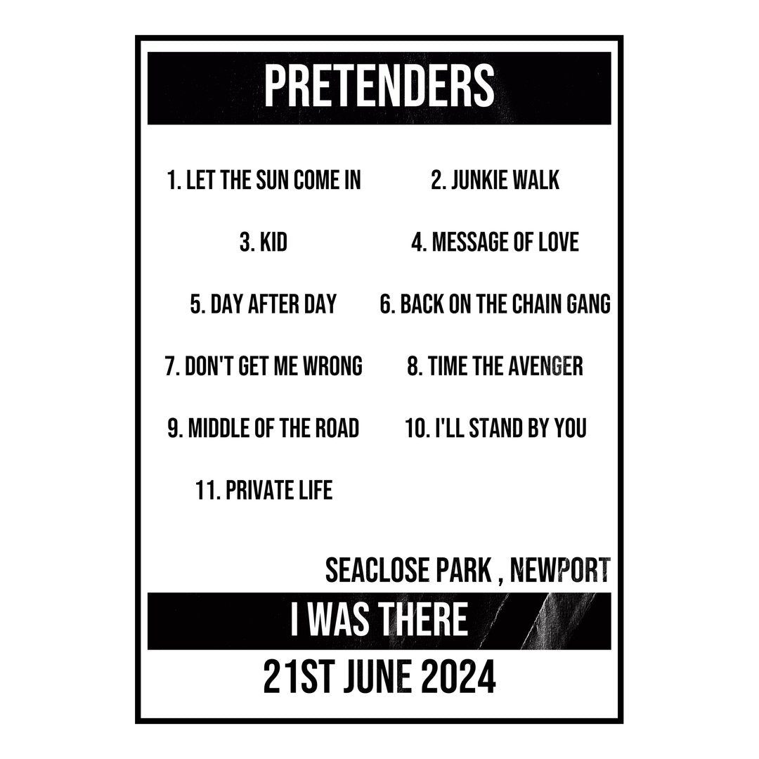 Pretenders Newport 21st June 2024 Setlist poster