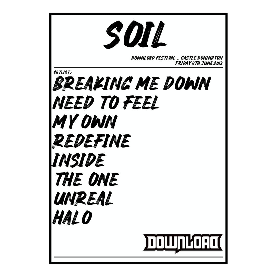 SOiL Castle Donington 8th June 2012 Setlist poster