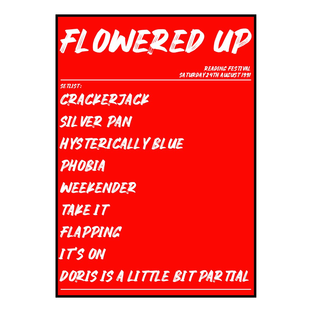 Flowered Up Reading 24th August 1991 Setlist poster