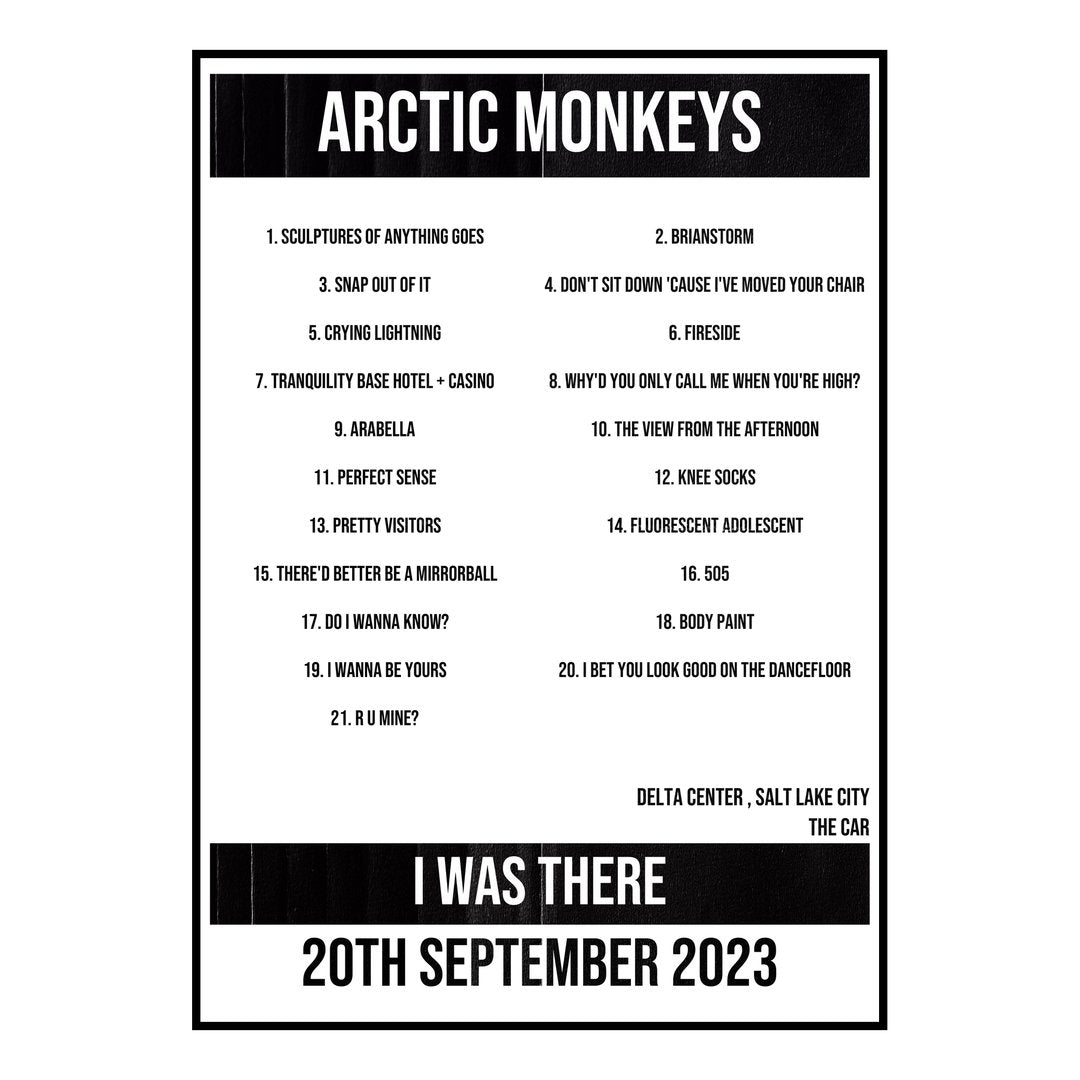 Arctic Monkeys Salt Lake City 20th September 2023 Setlist poster