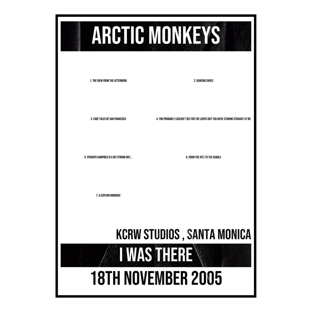 Arctic Monkeys Santa Monica 18th November 2005 Setlist poster
