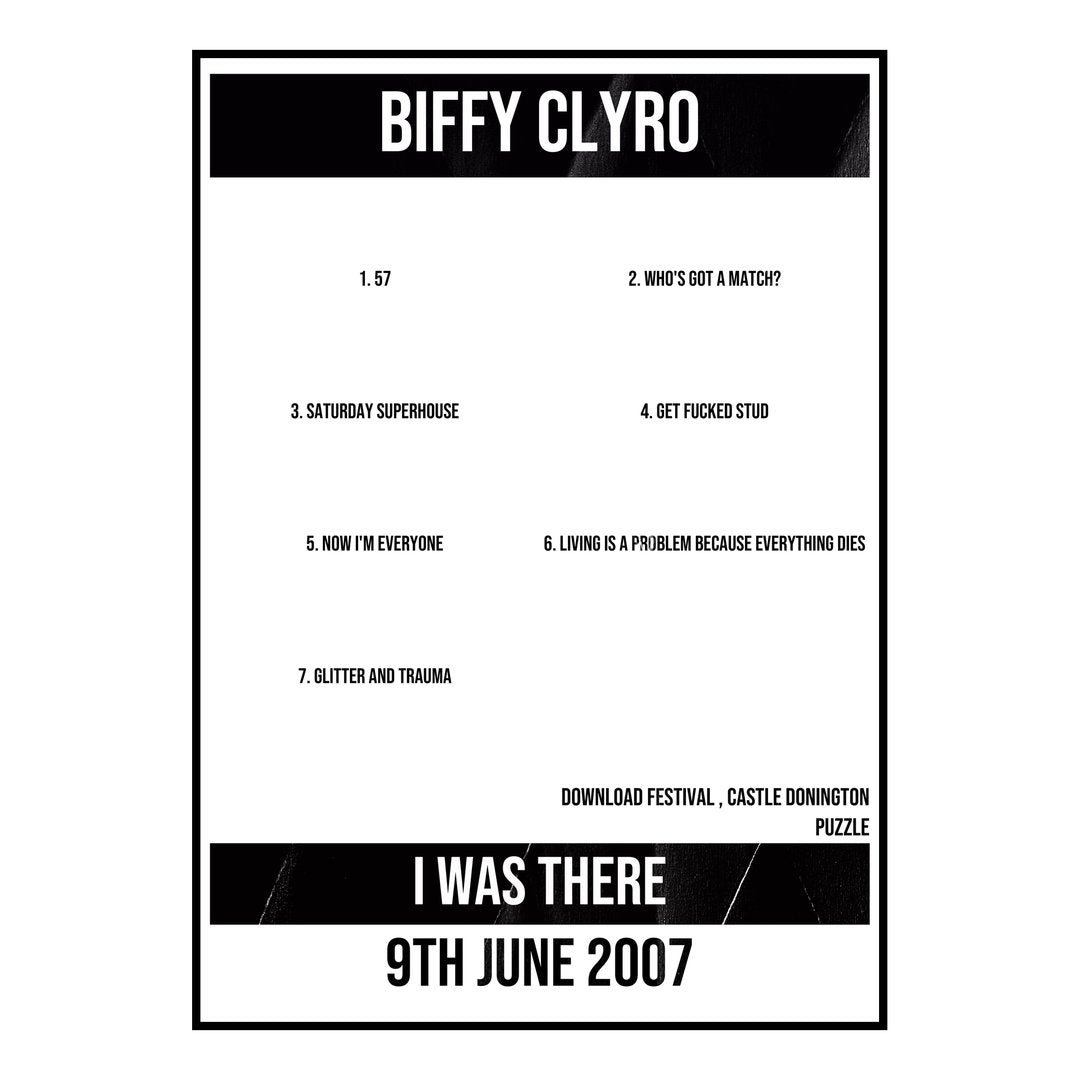 Biffy Clyro Castle Donington 9th June 2007 Setlist poster