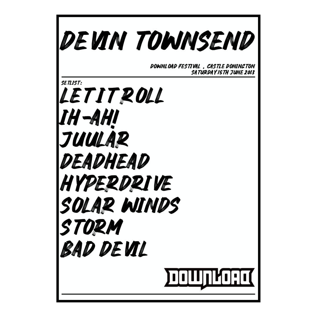 Devin Townsend Castle Donington 15th June 2013 Setlist poster