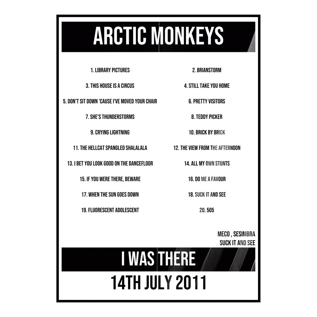 Arctic Monkeys Sesimbra 14th July 2011 Setlist poster