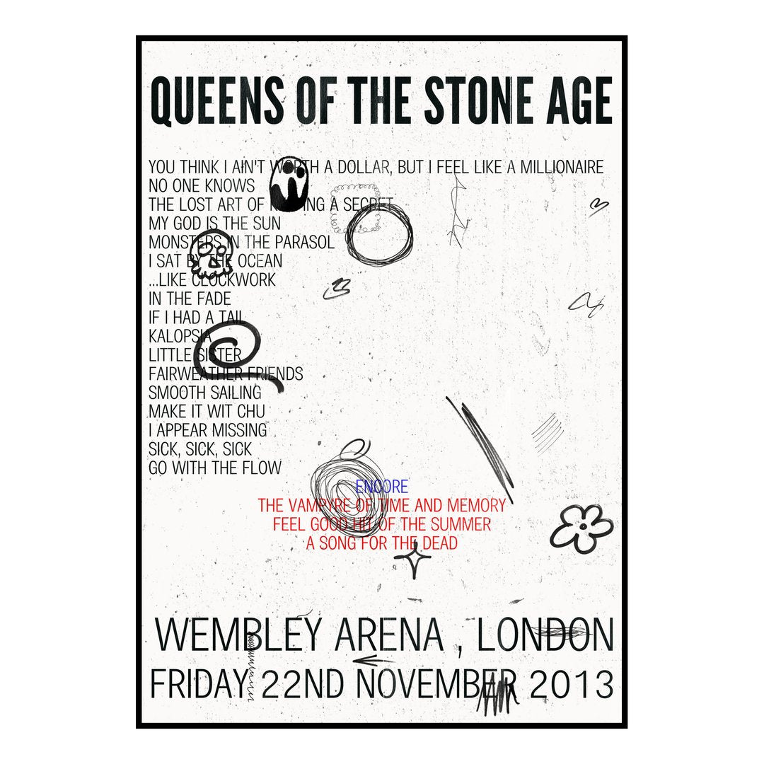 Queens of the Stone Age London 22nd November 2013 Setlist poster
