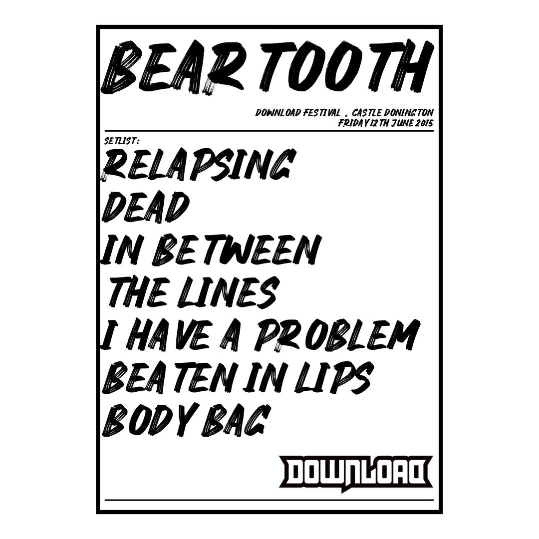 Beartooth Castle Donington 12th June 2015 Setlist poster