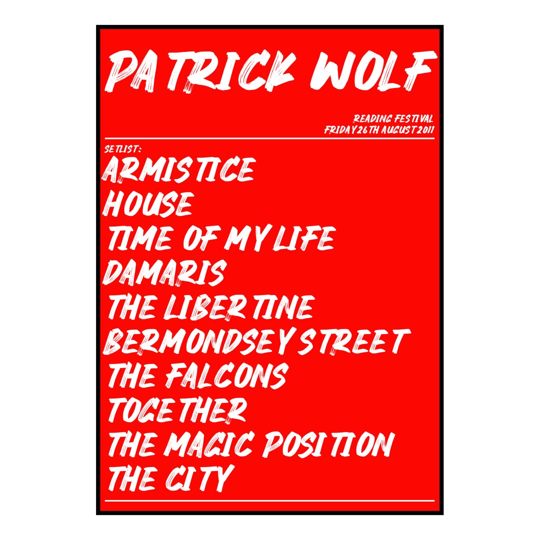 Patrick Wolf Reading 26th August 2011 Setlist poster