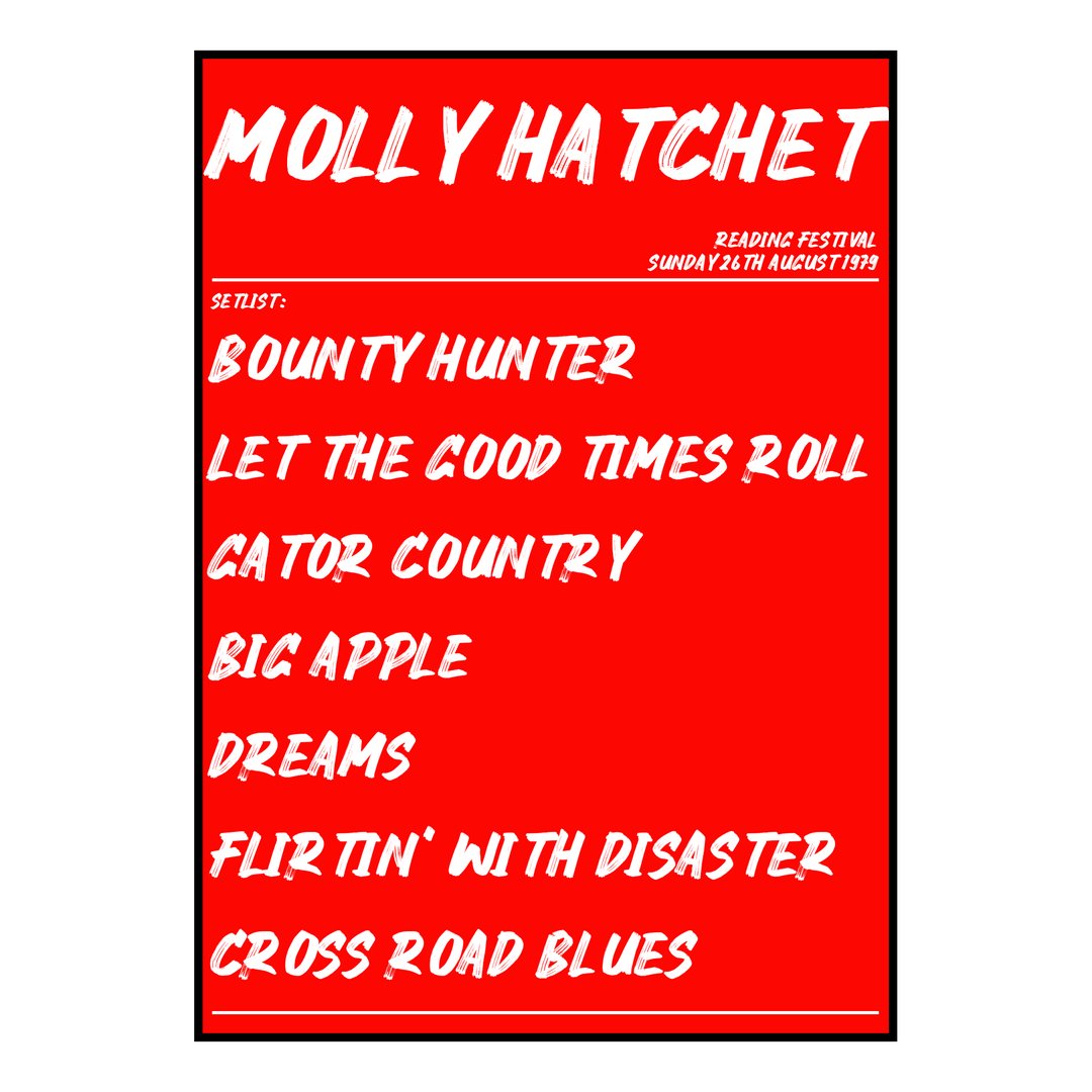 Molly Hatchet Reading 26th August 1979 Setlist poster