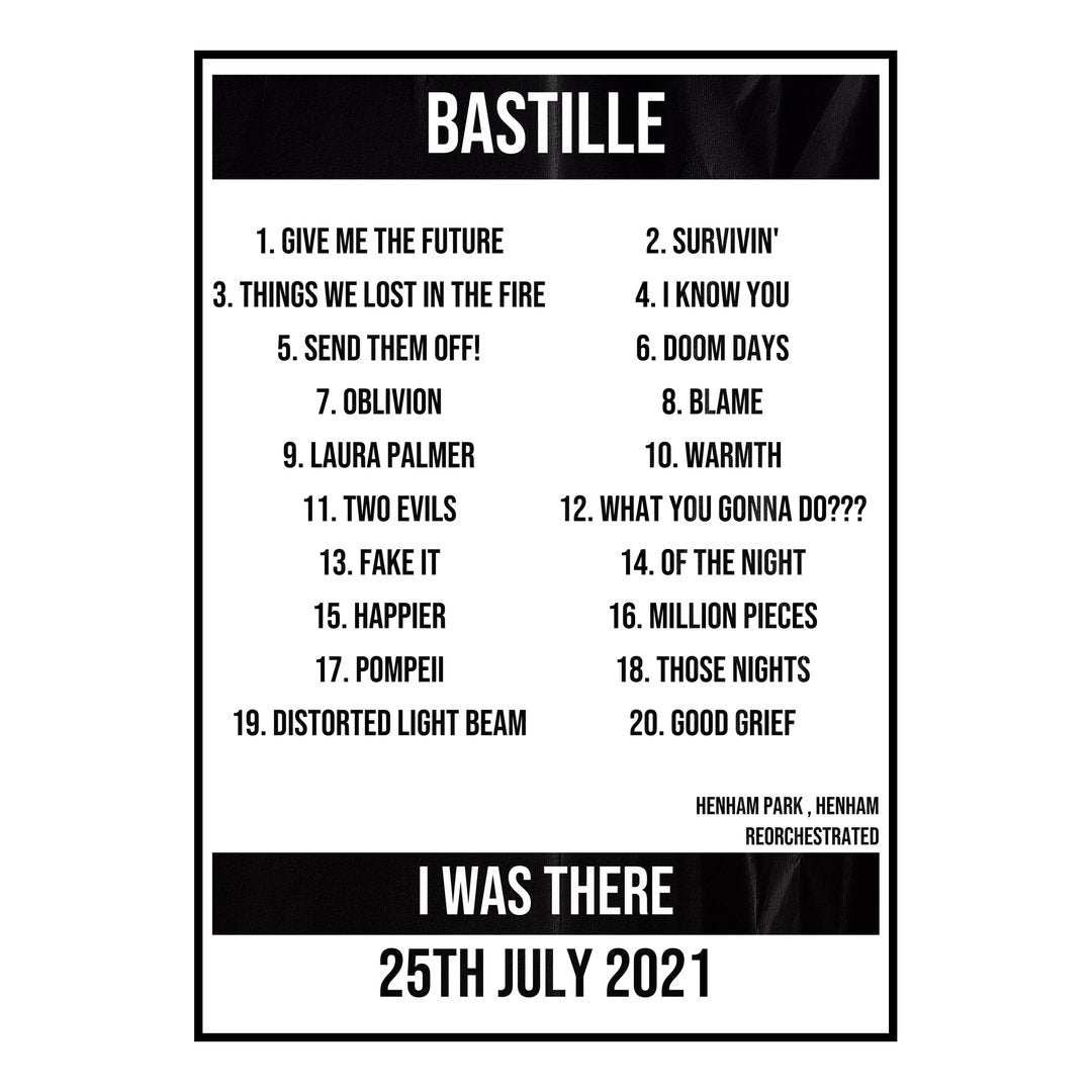 Bastille Henham 25th July 2021 Setlist poster
