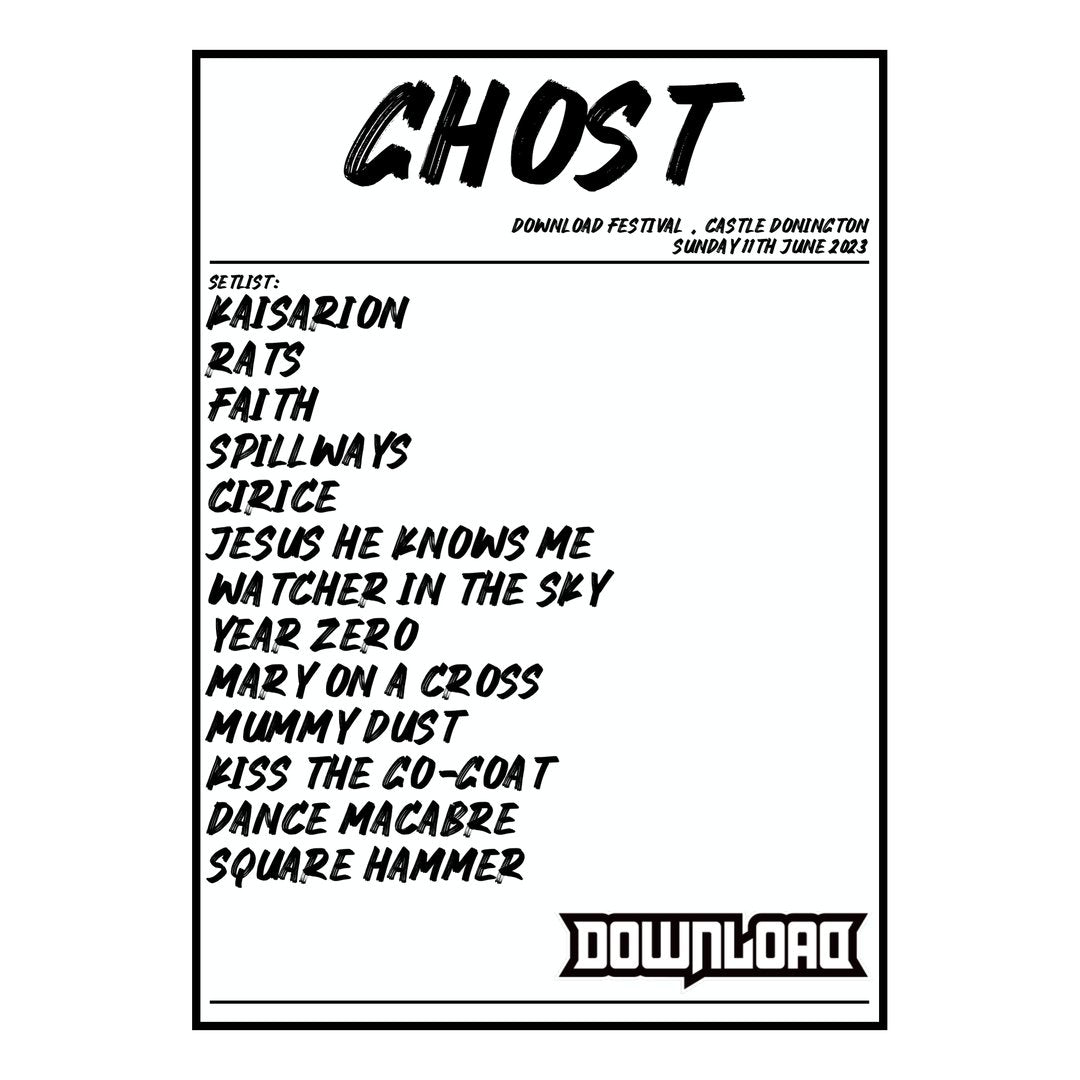 Ghost Castle Donington 11th June 2023 Setlist poster