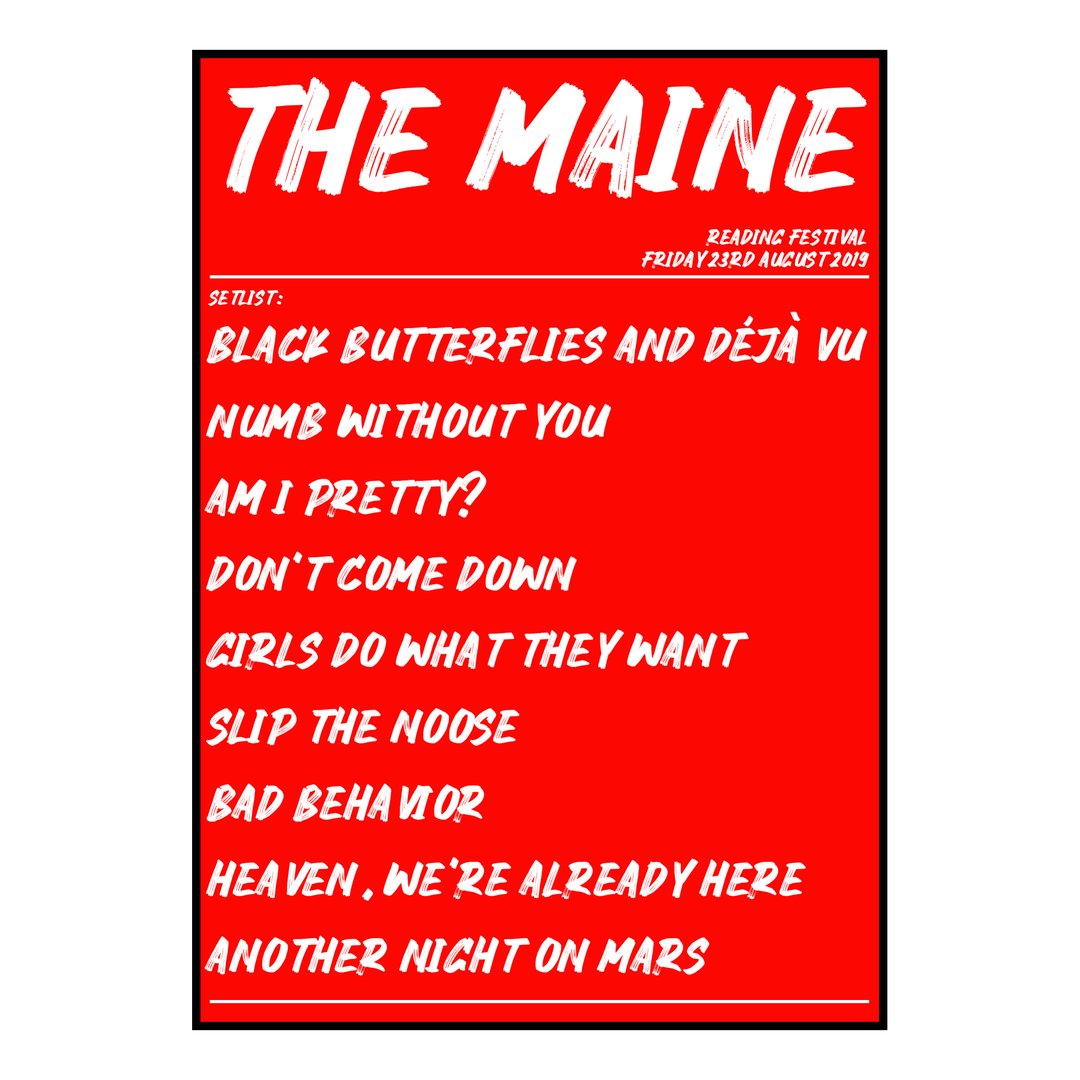 The Maine Reading 23rd August 2019 Setlist poster