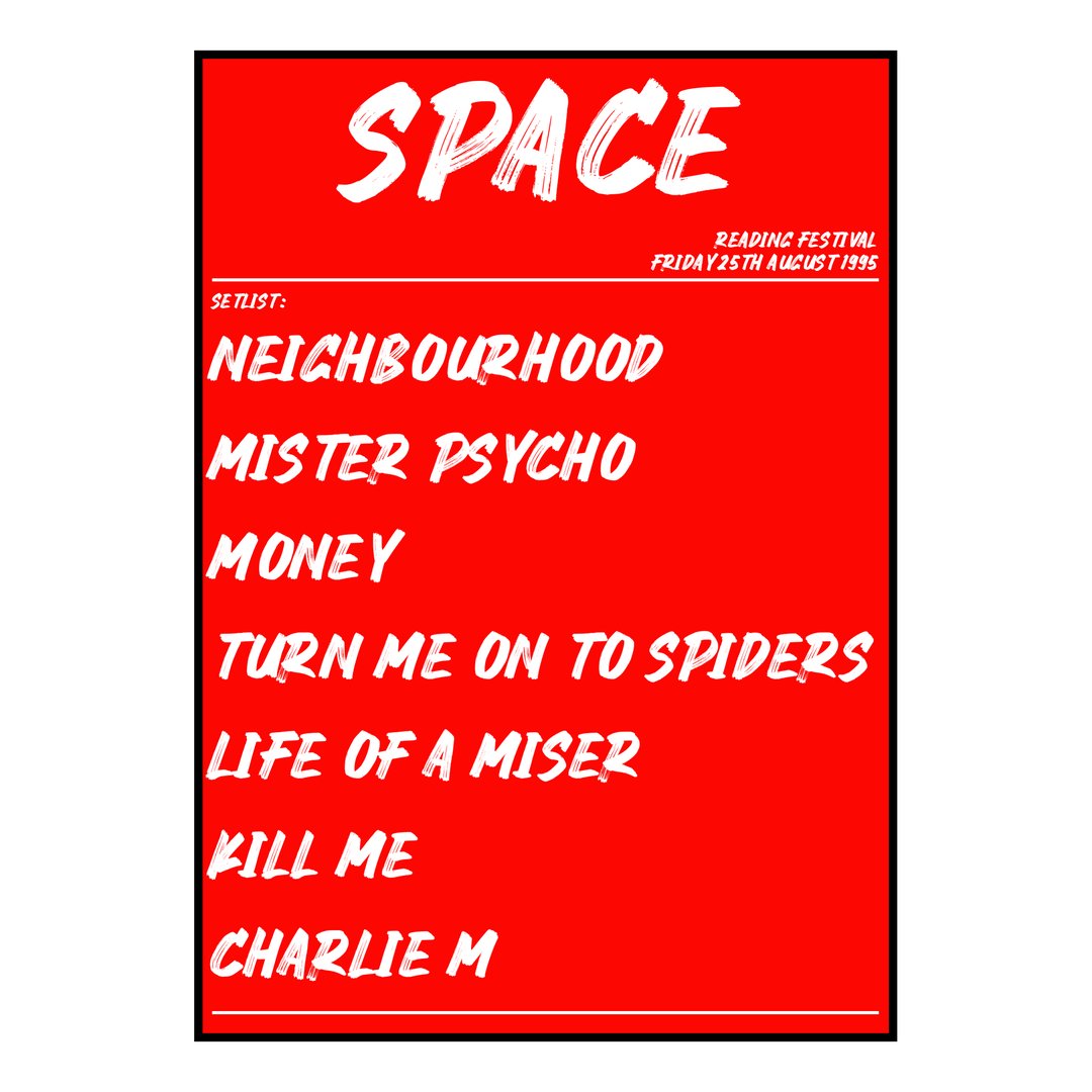 Space Reading 25th August 1995 Setlist poster