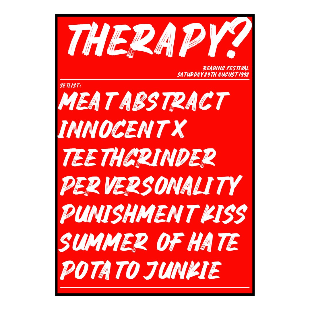 Therapy? Reading 29th August 1992 Setlist poster