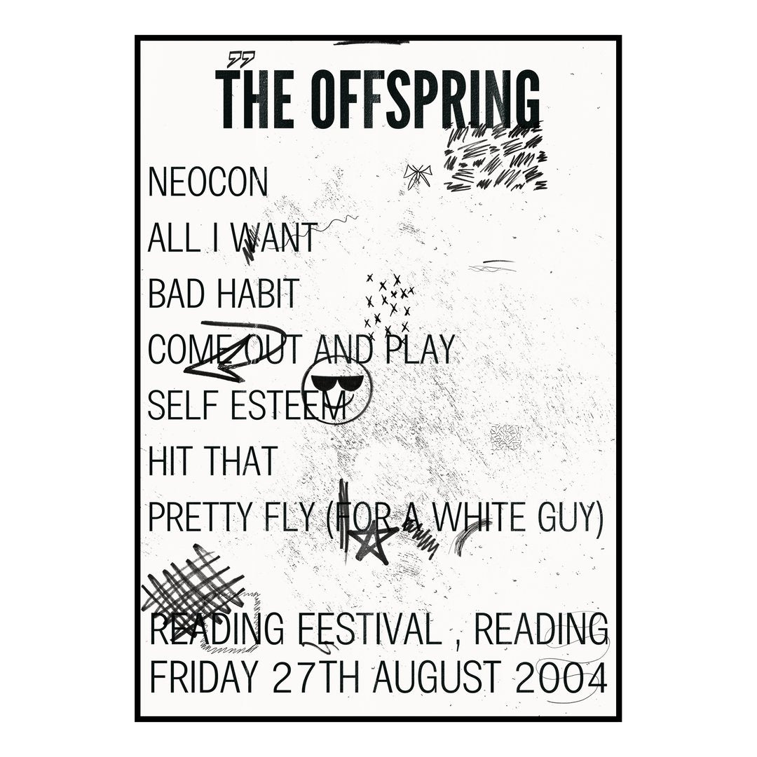 The Offspring Reading 27th August 2004 Setlist poster