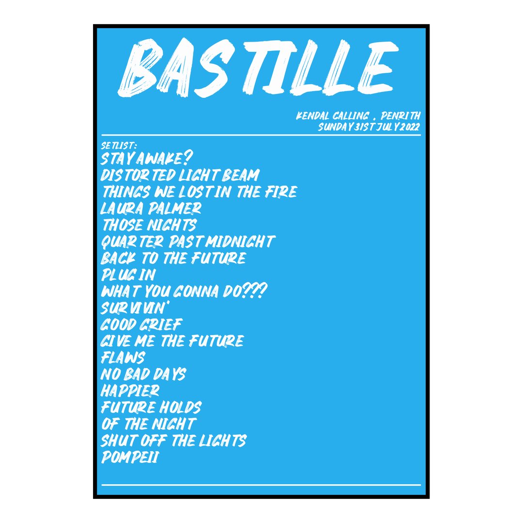 Bastille Penrith 31st July 2022 Setlist poster