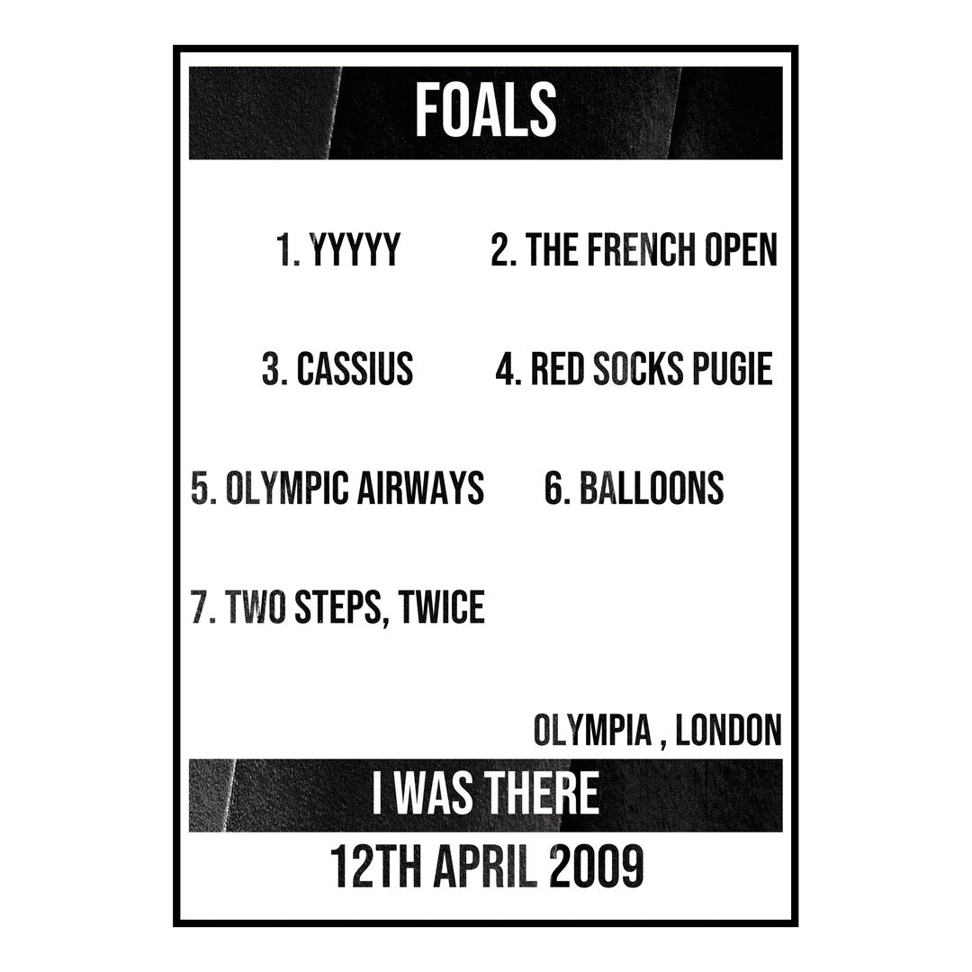 Foals London 12th April 2009 Setlist poster