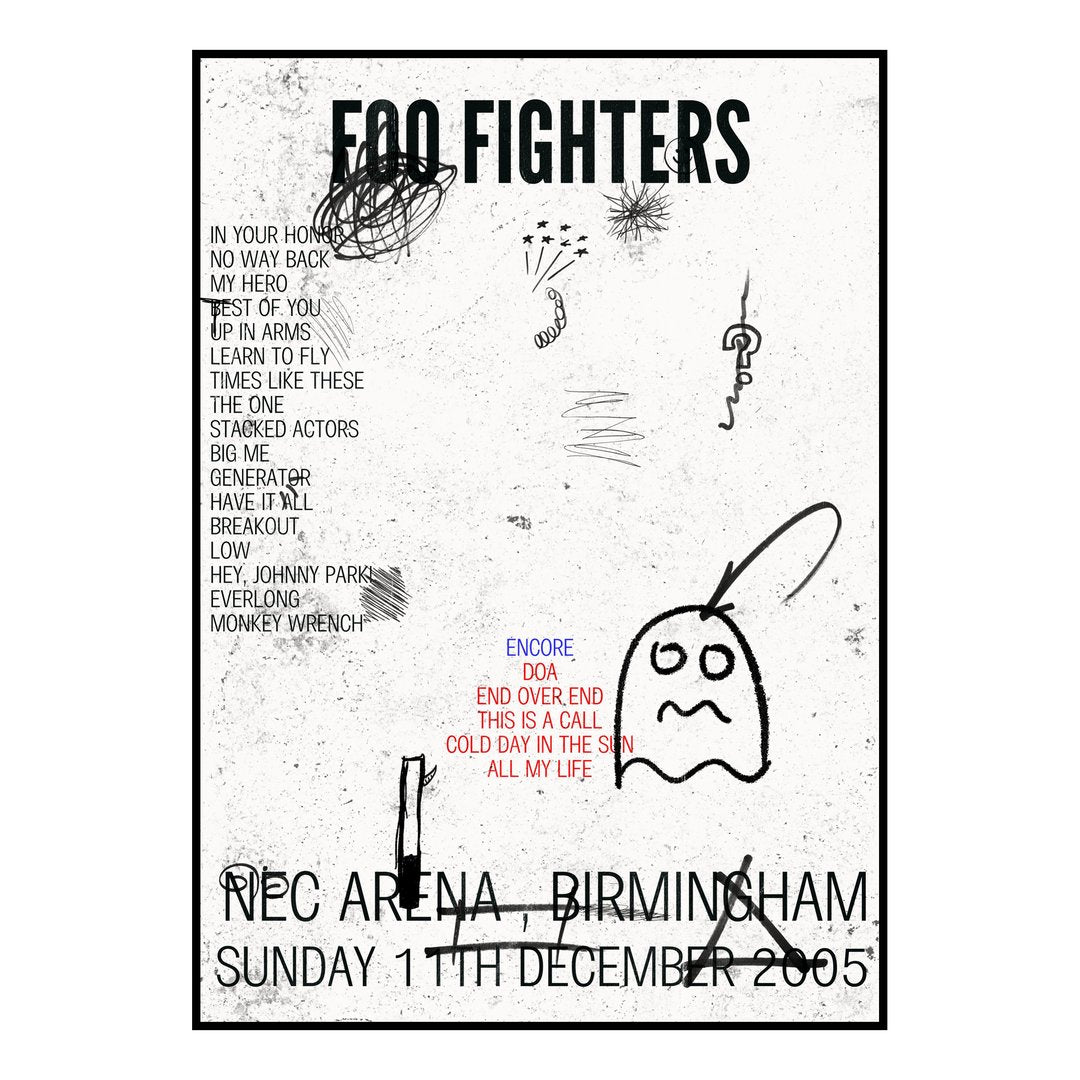 Foo Fighters Birmingham 11th December 2005 Setlist poster