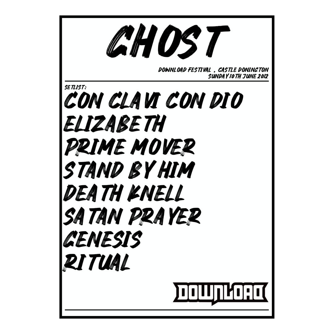 Ghost Castle Donington 10th June 2012 Setlist poster