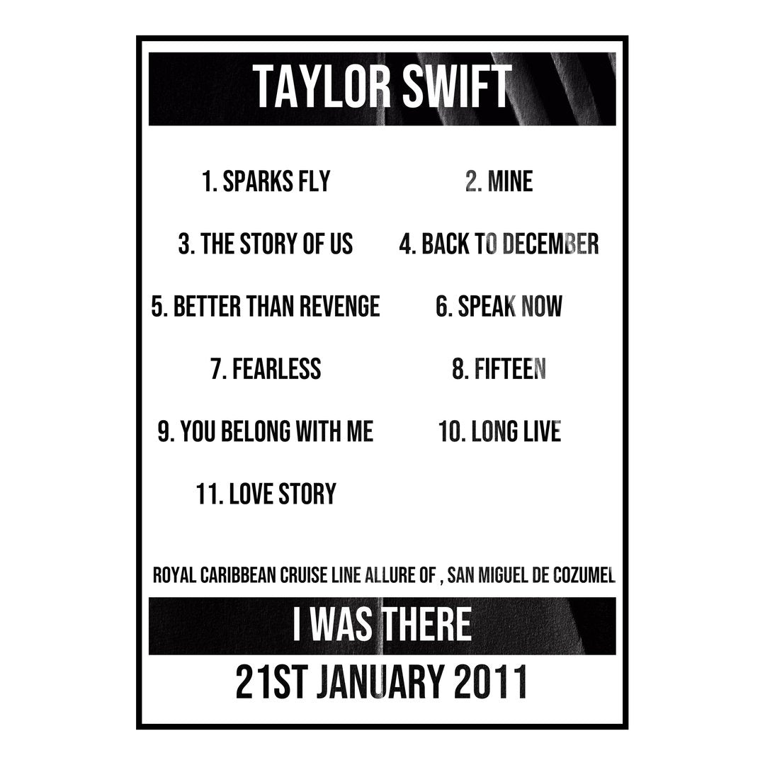 Taylor Swift San Miguel de Cozumel 21st January 2011 Setlist poster
