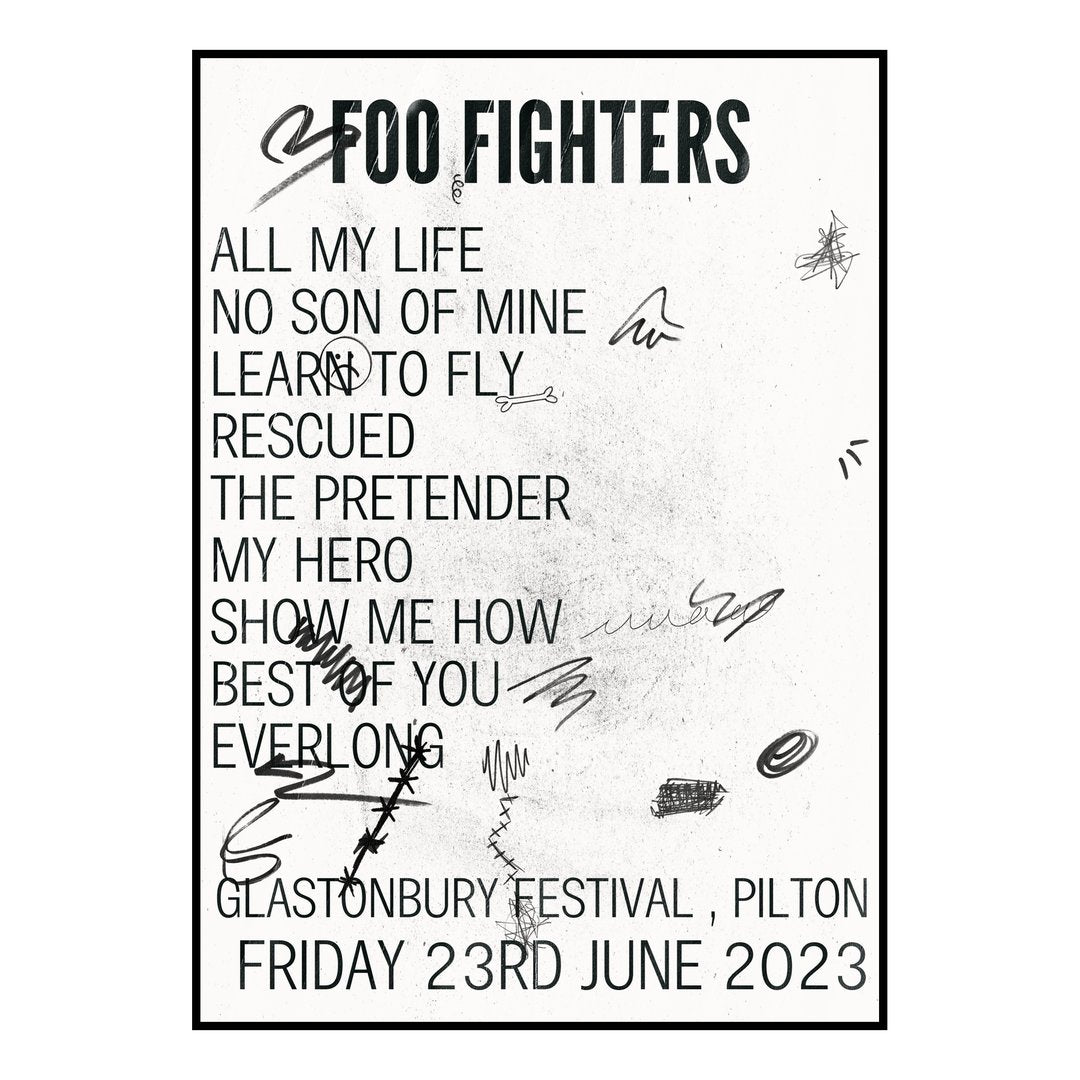 Foo Fighters Pilton 23rd June 2023 Setlist poster