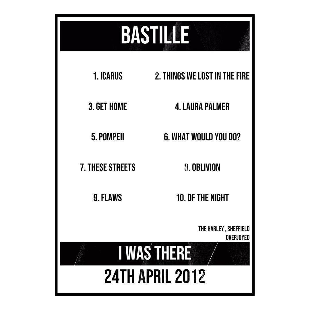 Bastille Sheffield 24th April 2012 Setlist poster