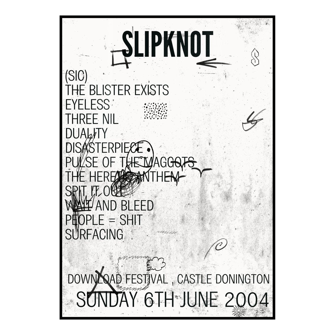 Slipknot Castle Donington 6th June 2004 Setlist poster