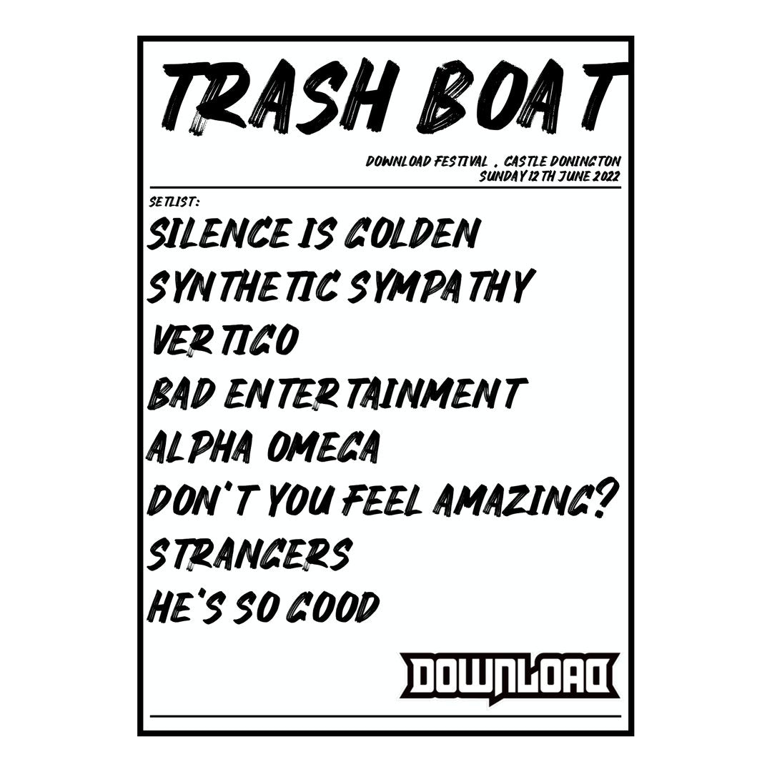 Trash Boat Castle Donington 12th June 2022 Setlist poster