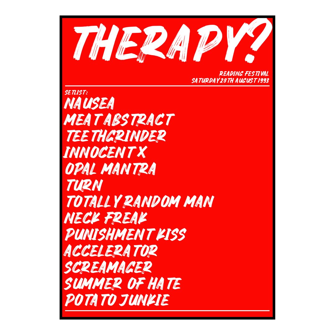 Therapy? Reading 28th August 1993 Setlist poster