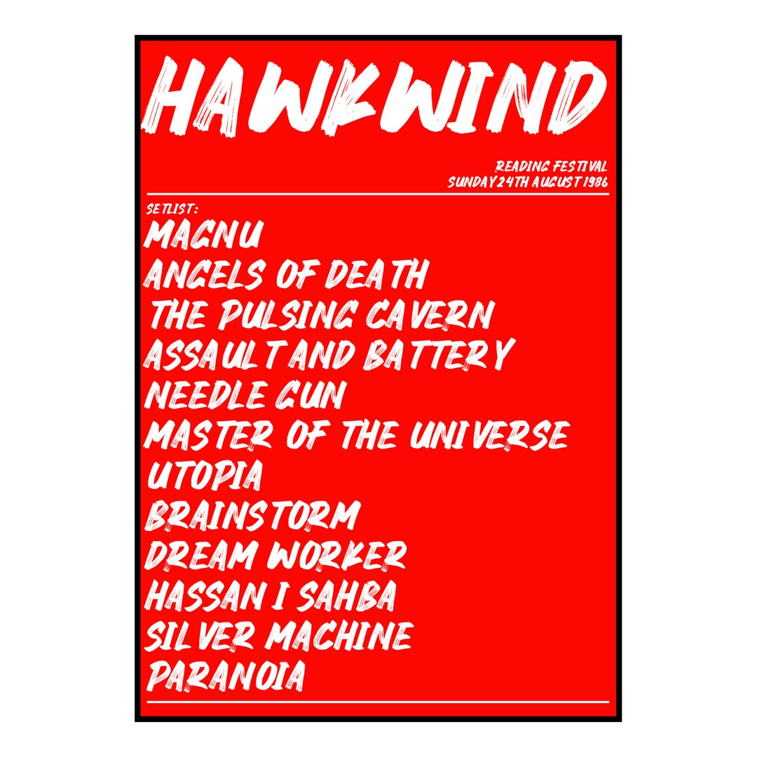 Hawkwind Reading 24th August 1986 Setlist poster