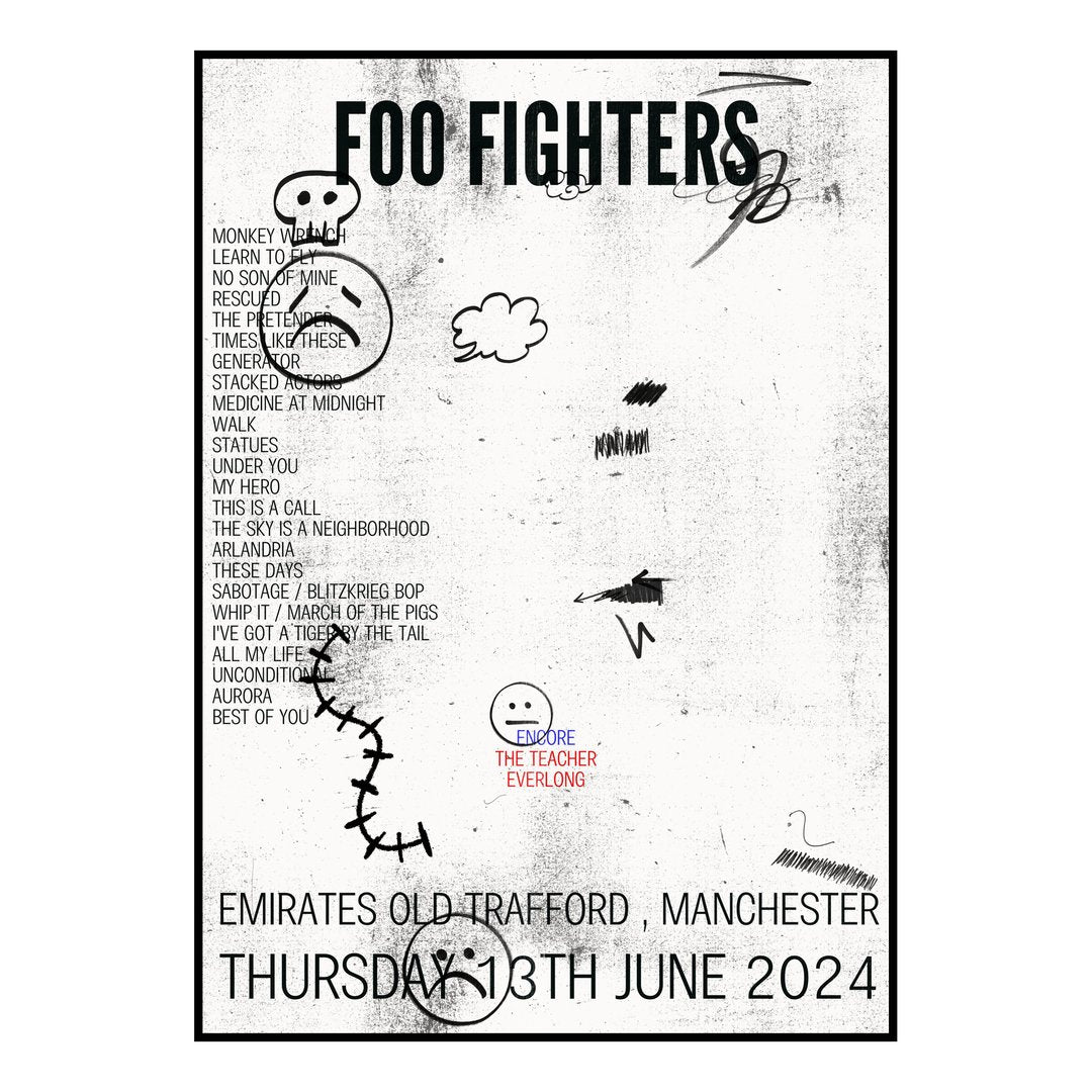Foo Fighters Manchester 13th June 2024 Setlist poster