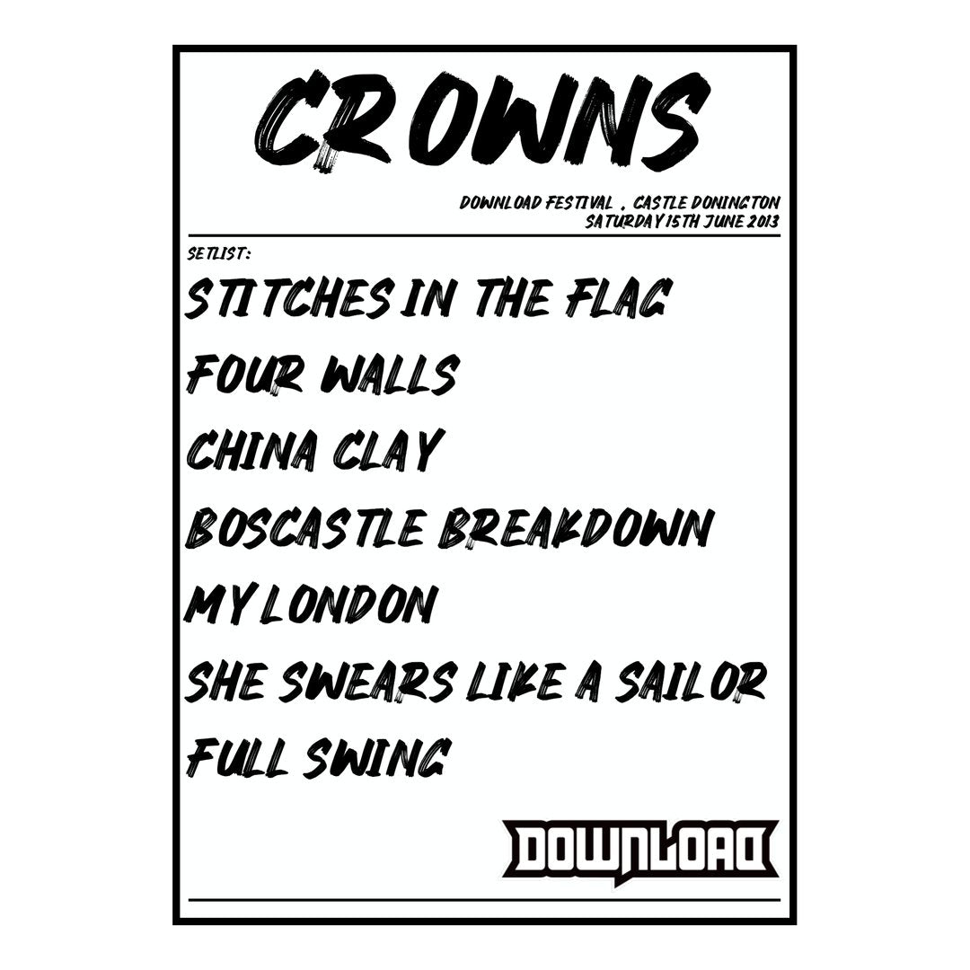 Crowns Castle Donington 15th June 2013 Setlist poster