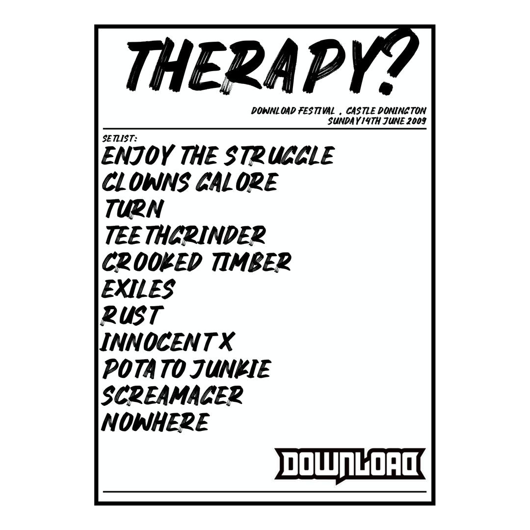 Therapy? Castle Donington 14th June 2009 Setlist poster