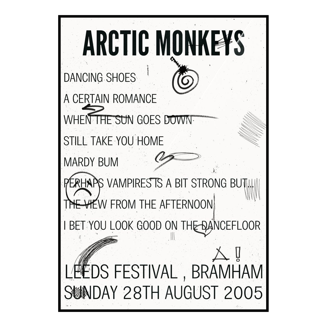 Arctic Monkeys Bramham 28th August 2005 Setlist poster
