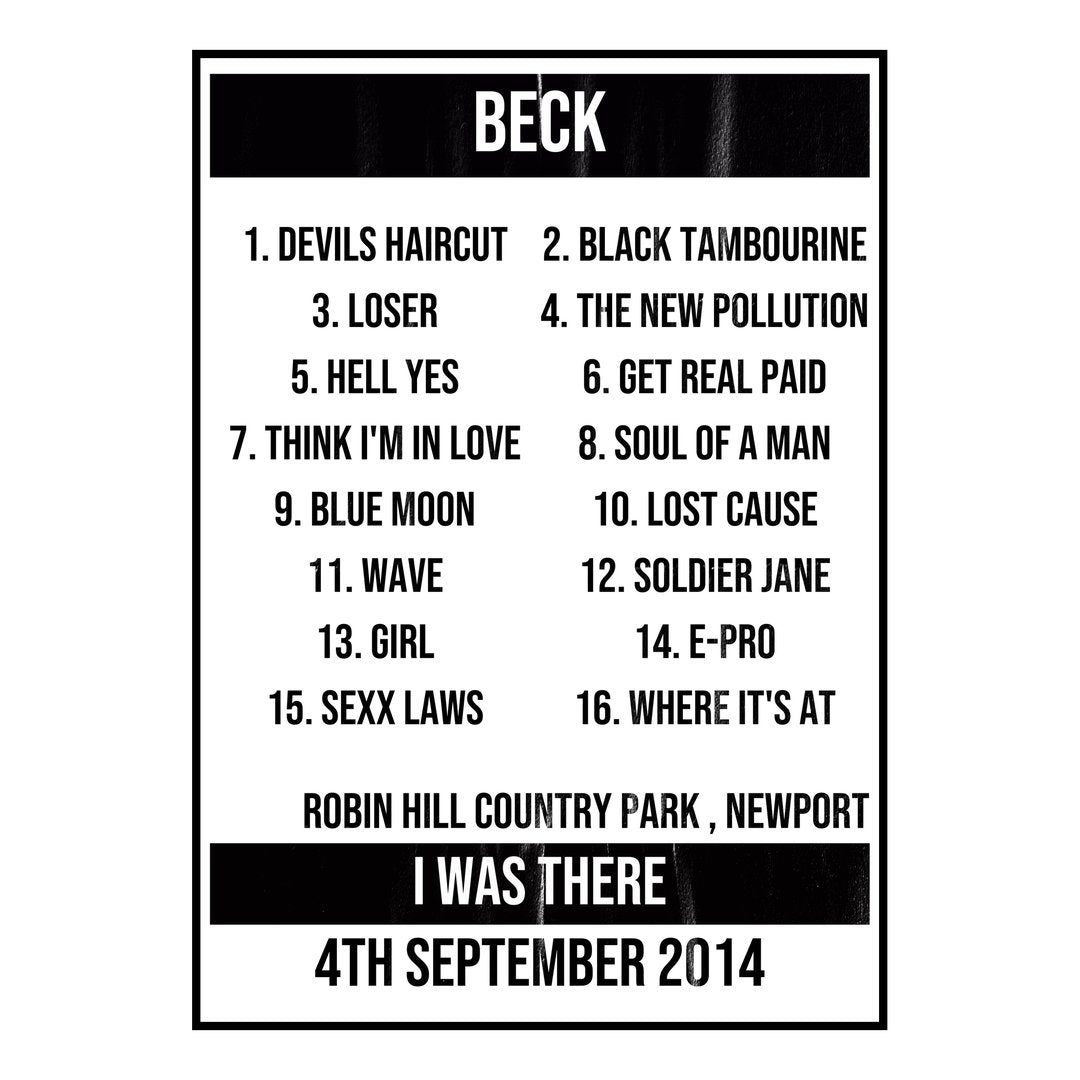 Beck Newport 4th September 2014 Setlist poster