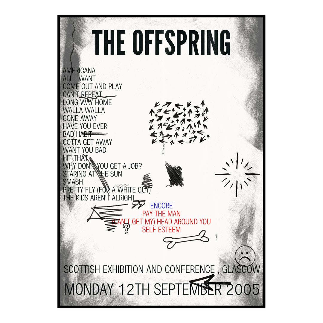 The Offspring Glasgow 12th September 2005 Setlist poster