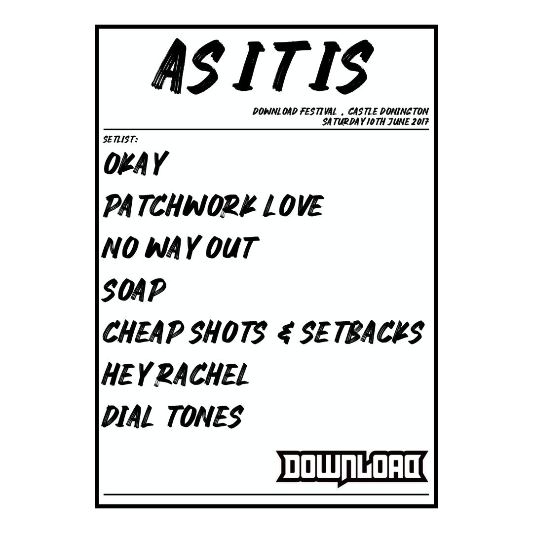 As It Is Castle Donington 10th June 2017 Setlist poster