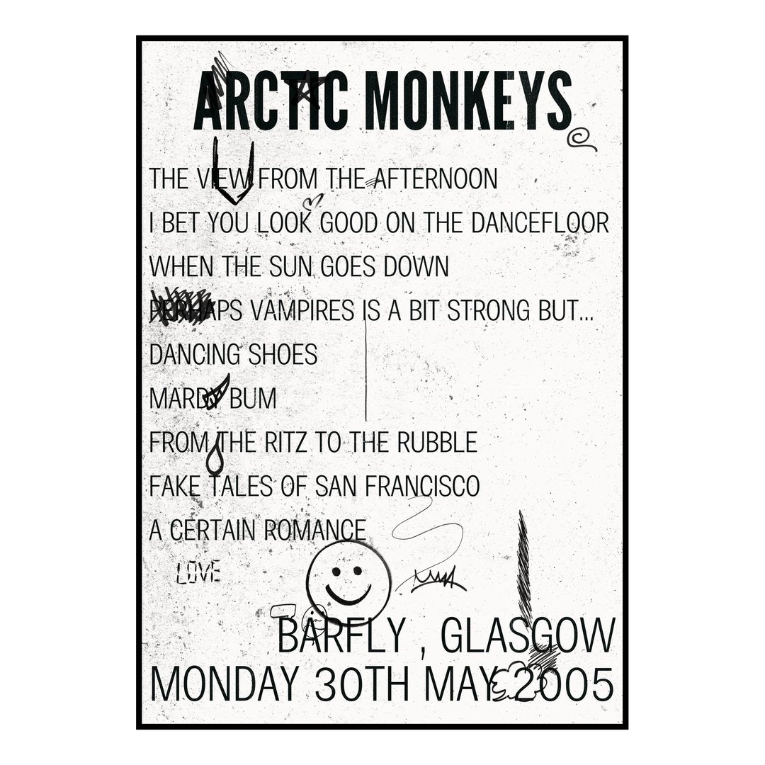 Arctic Monkeys Glasgow 30th May 2005 Setlist poster