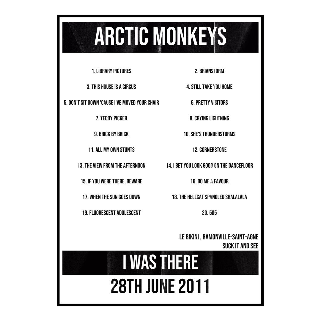 Arctic Monkeys Ramonville-Saint-Agne 28th June 2011 Setlist poster