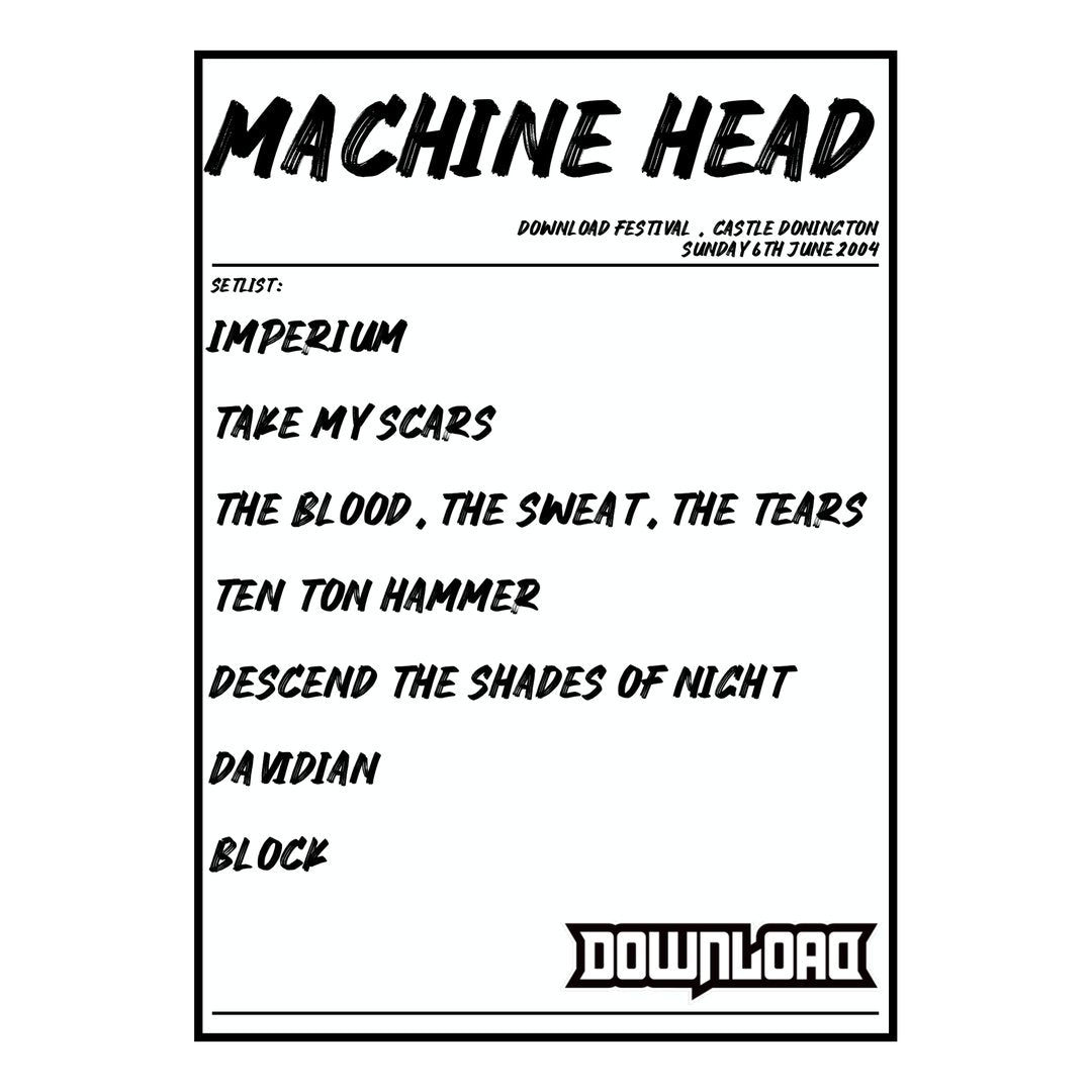 Machine Head Castle Donington 6th June 2004 Setlist poster